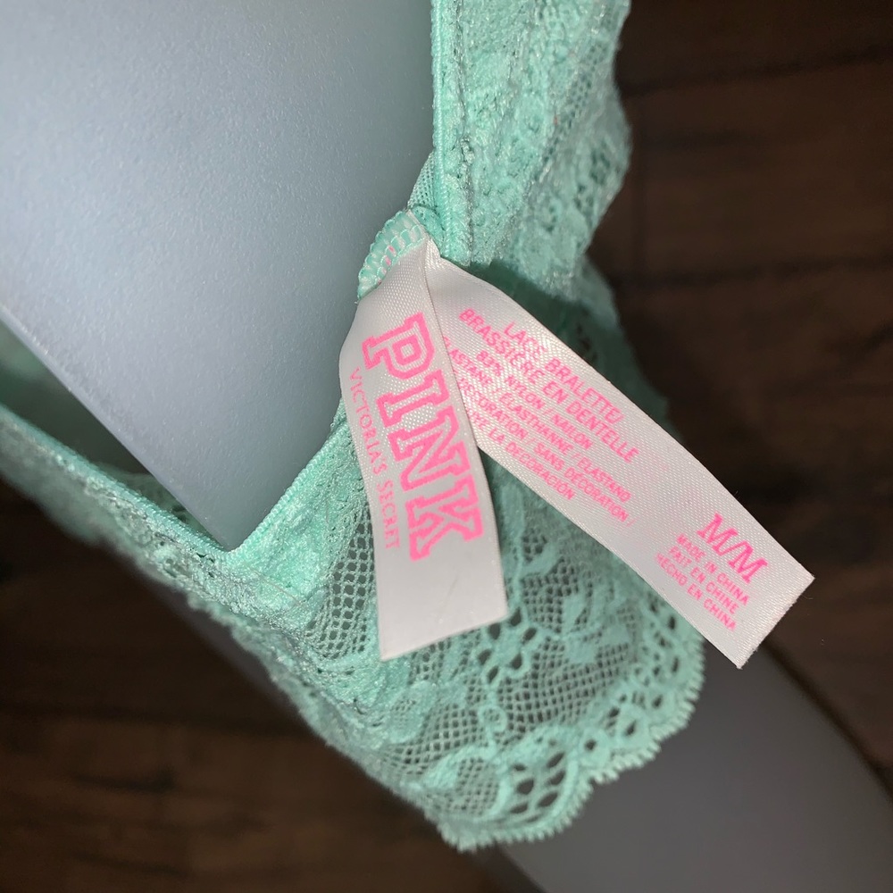 VS PINK Mint Lace Bralette/Bra Sz. M - Picture 3 of 6